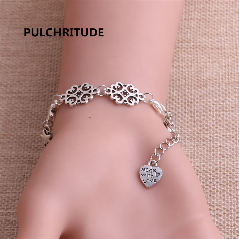 Pulchrode 3 шт. 22 см сплав античная серебряная цепочка браслет Звезда Шарм Круглый Кабошон База Установка подходит 18*13 мм диаметр для женщин Z0037