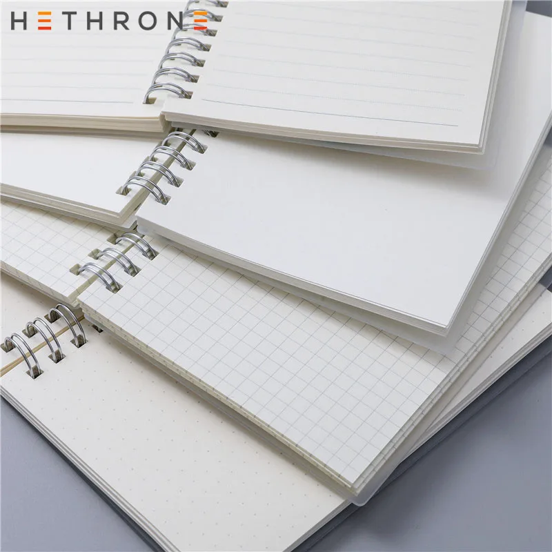 Hethrone А5 А6 блокнот с отрывными листами, спиральный переплет, в горошек, пустая сетчатая бумага, Еженедельный план, бумажные канцелярские принадлежности для школы, офиса, блокнот