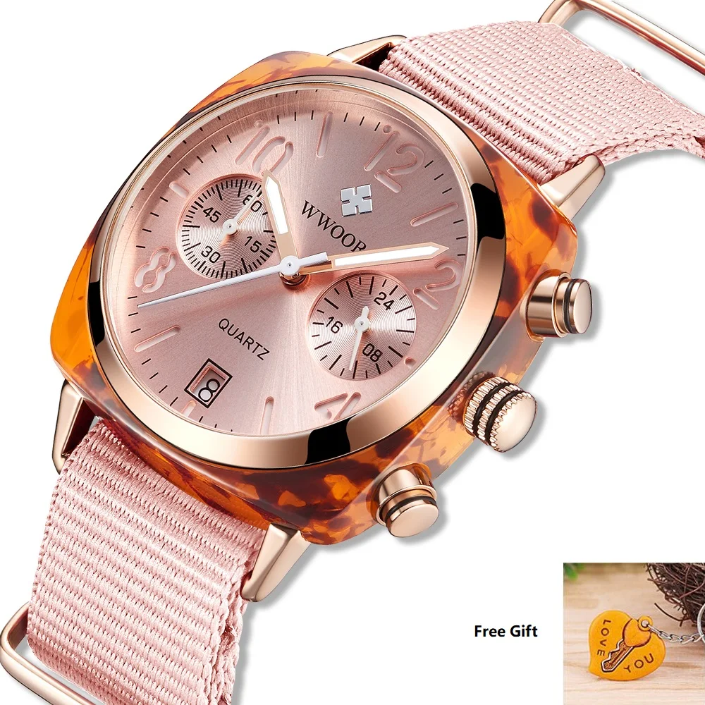 2019 WWOOR женские кварцевые часы наручные с нейлоновым ремешком светящиеся стрелки