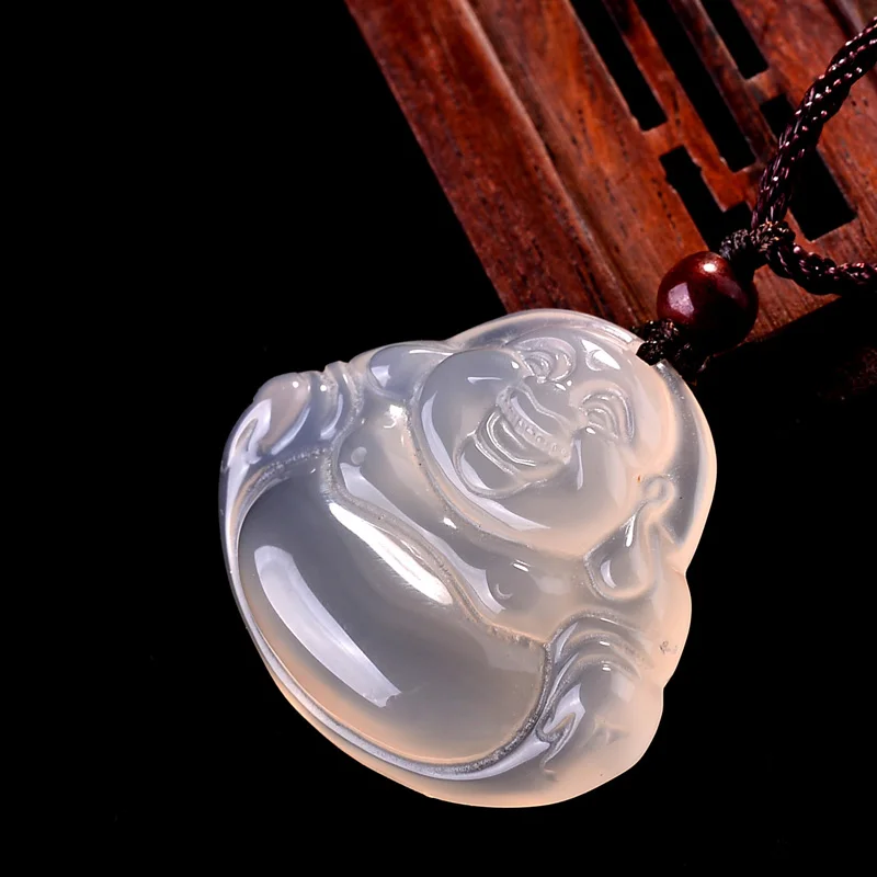 Высококачественный уникальный агат Будда резной счастливый Амулет подвеска