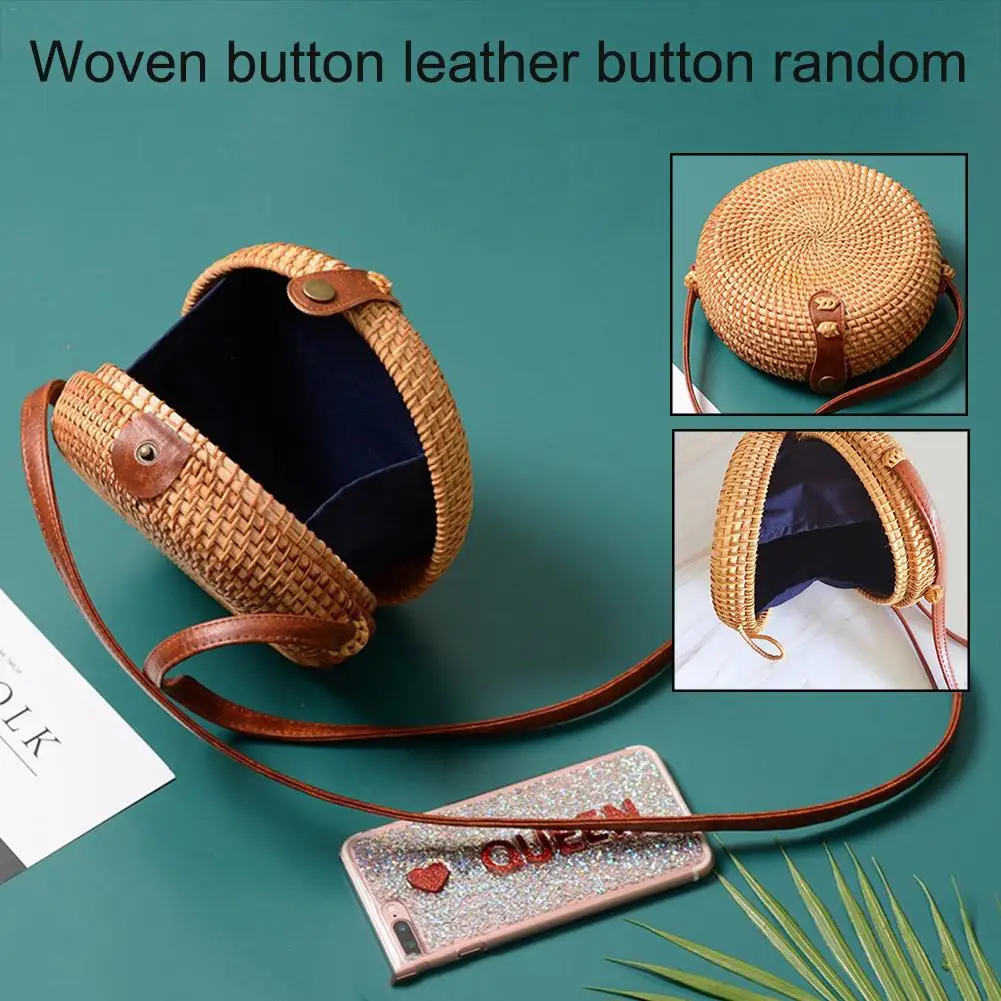 CC ручная ротанговая плетеная богемная круглая пляжная сумка в стиле ретро модная