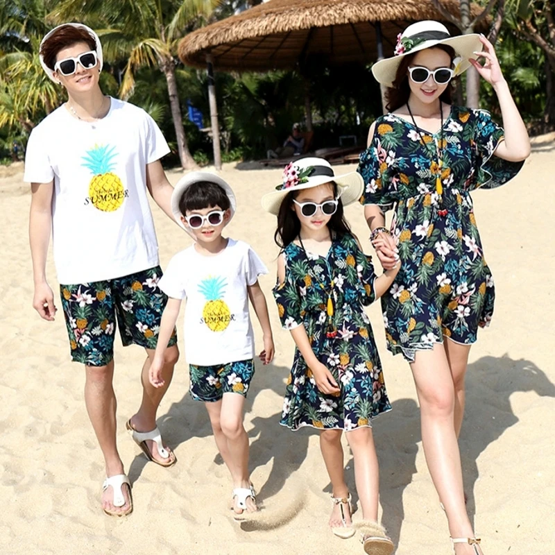 Бесплатная доставка Семья Одинаковая одежда мать и дочка платья комплект одежды