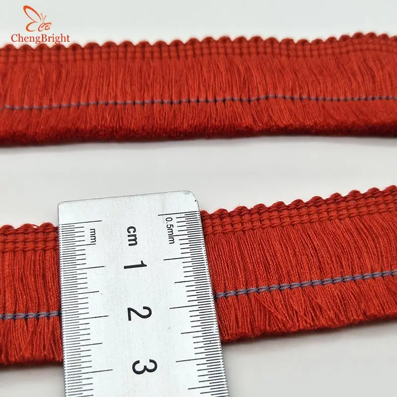 CHENGBRIGHT 1 Ярд 2,5 см широкая кружевная бахрома отделка кисточка бахрома отделка для латинских платьев сценические аксессуары для одежды кружевная лента кисточка - Цвет: Red