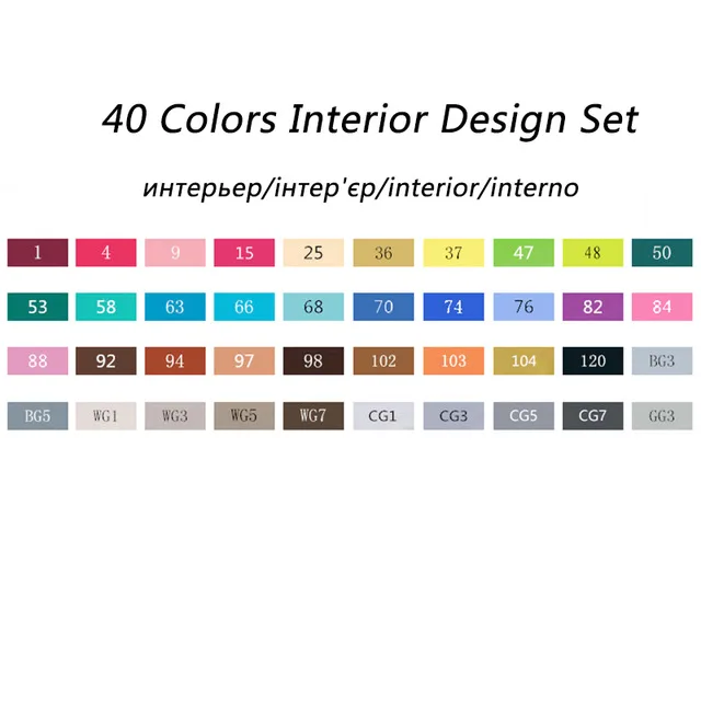 40 Interior Design TOUCHNEW 80 цветов Эскиз Маркер двуглавый алкоголь жирный знак студентов Дизайн Ручная роспись искусство маркер школьные принадлежности - Цвет: 40 Interior Design