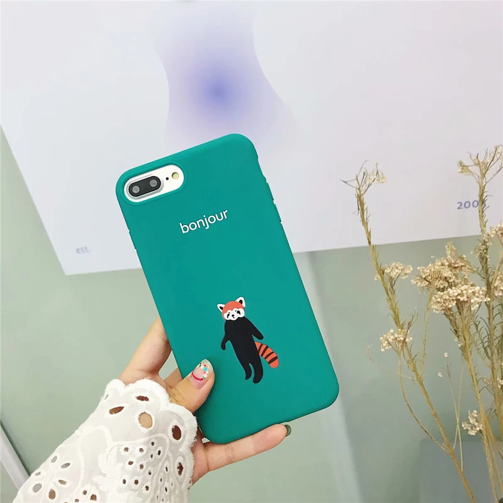 Летние ясности зеленый милый лиса пары задняя крышка для iPhone 6 S плюс 7 8 Plus X Мягкая