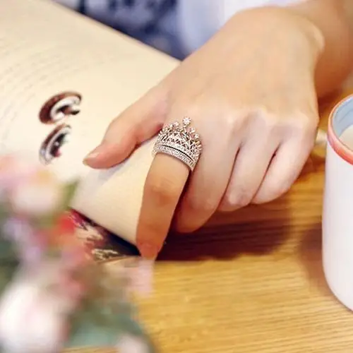 Женский модный набор колец с рисунком королевской короны из двух частей со