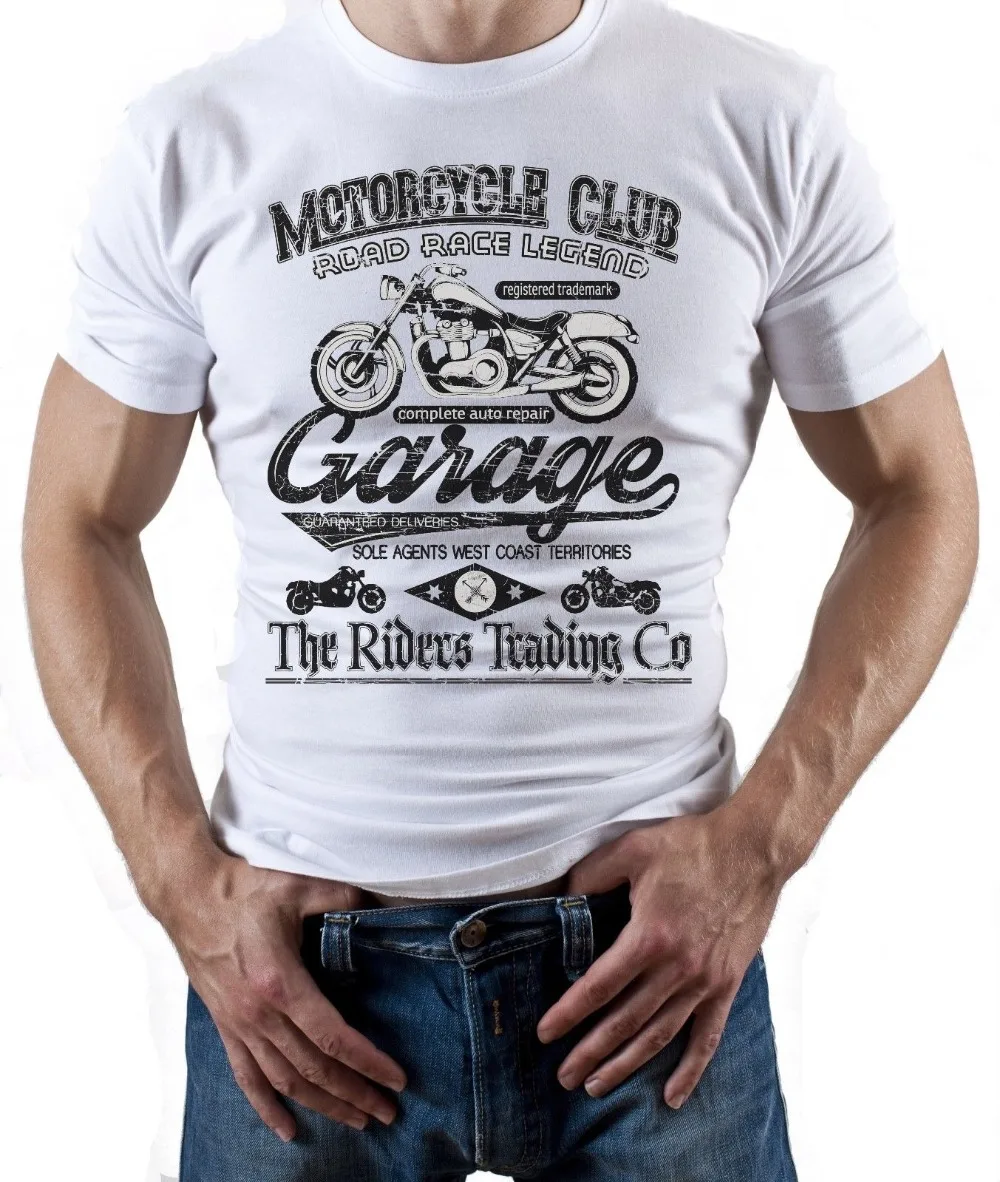 

T-Shirt Men Casual Cotton Short Sleeve Motorcycle Club - Mens Motorbike Garage T-Shirt Biker Motorcycles Bike Vintage T-Shirt