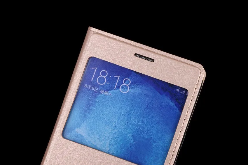 Кожаный чехол с откидной крышкой и окошком для экрана защитный аккумулятора