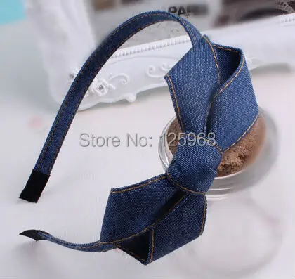 Новинка 10 шт./партия дизайн Корея Элегантная хлопчатобумажная джинсовая ткань "Деним" Большая повязка на голову для ребенка повязка для волос женские аксессуары для волос