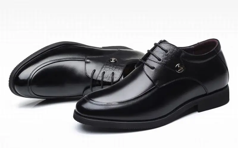 Мужские туфли Cyabmoz из натуральной кожи увеличивающие рост незаметно 7 см для