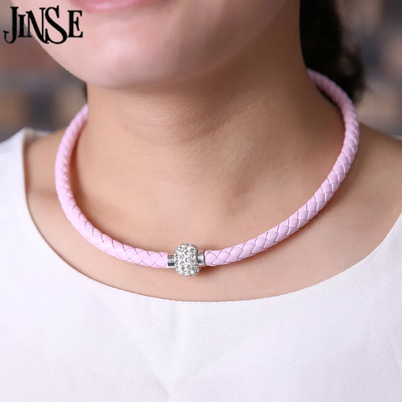 Кожаное колье чокер с искусственными кристаллами|choker fashion necklaces|choker necklacefashion necklace