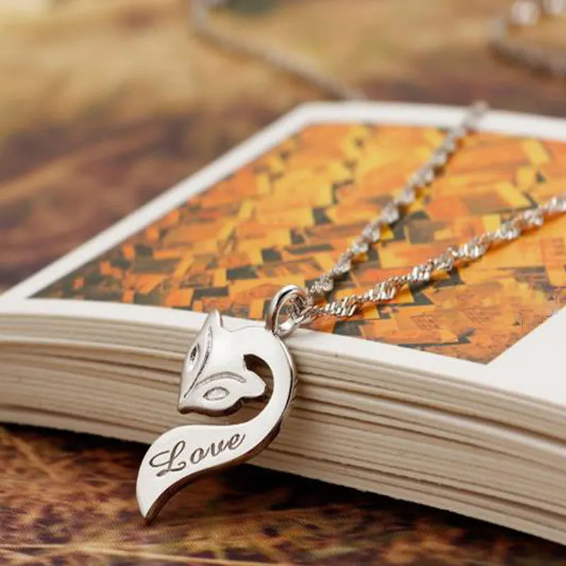 Silver Plated Pendent with Chain Necklace The Female Fox Fire Joker Short Clavicle Jewelry necklaces&amppendants for Women | Украшения и