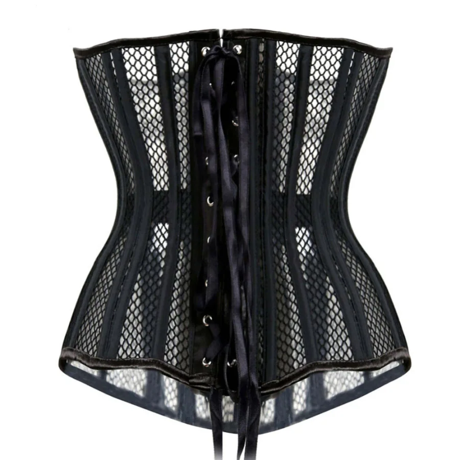 Moonight Новое прибытие сексуальный костюм для бурлеска сетки полые Корсет Бюстье