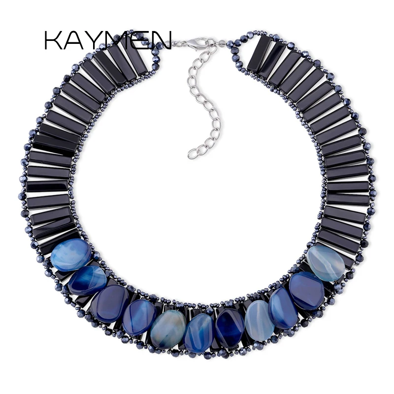 

KAYMEN Fashion Luxury Bohemia Handmade Crystals Statement Necklace for Wedding Party Prom Women's Beads Choker Jewelry Wholesale