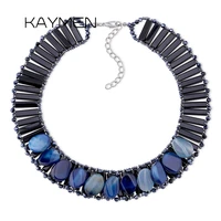 kaymen fashion luxury bohemian handmade crystals statement necklace for wedding party prom womens beads choker necklace 8 color