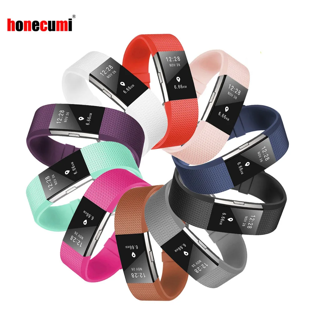 

Honecumi для браслета Fitbit Charge 2 силиконовые аксессуары для фитнеса Fitbit 10 цветов