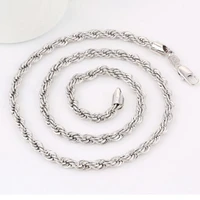 4mm classic rope necklace for women men white gold filled rope chain longchoker hot fashion jewelry 24 inches solid jewelry