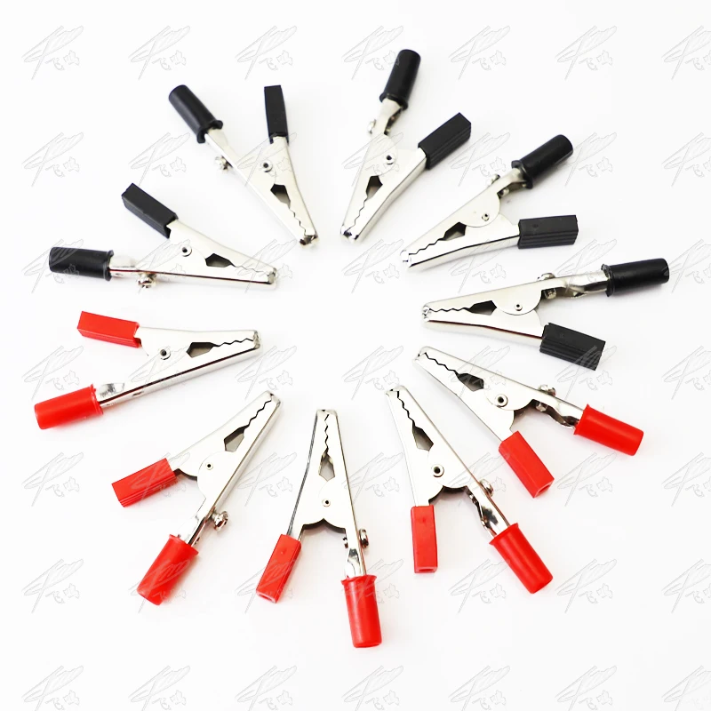 2 шт./лот изолированные зажимы типа крокодил пластиковые ручки кабель для