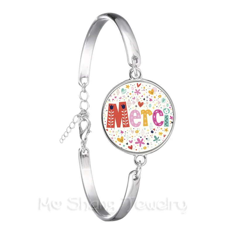 Новая мода Merci Maitresse Браслет 18 мм стекло купол ювелирные изделия Цитата фото