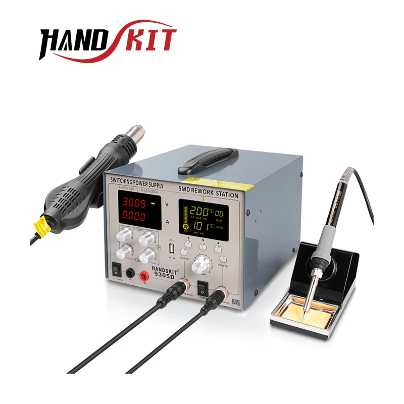Handskit 4 в 1 DC 5 В 2A источник питания 30 в 5A фена паяльная станция+ 110 В/220 В паяльник USB зарядка паяльник