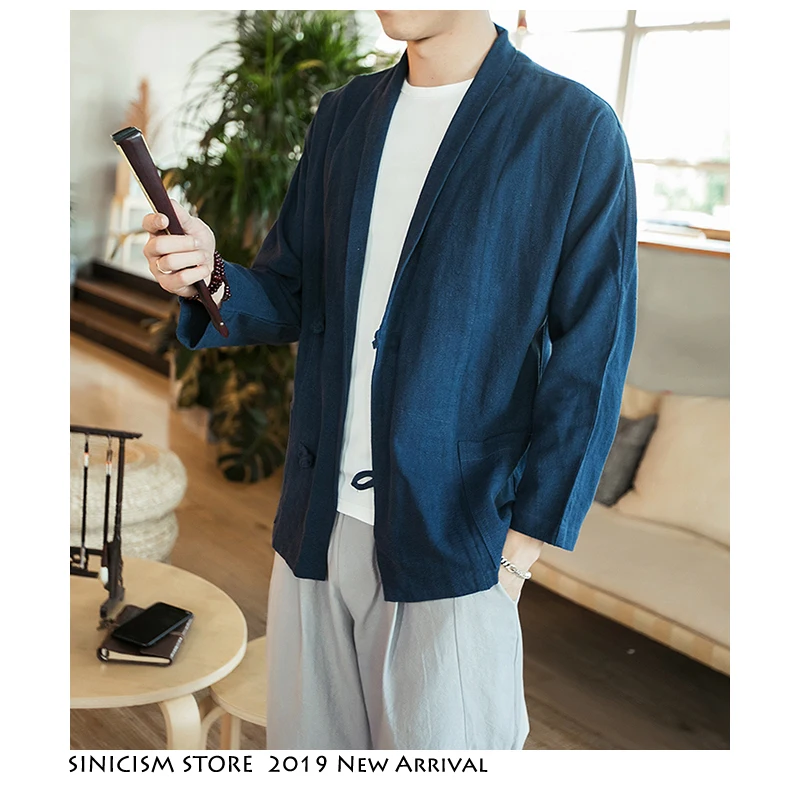 Sinicism Store хлопковые льняные винтажные мужские куртки бомберы 2020 однотонные