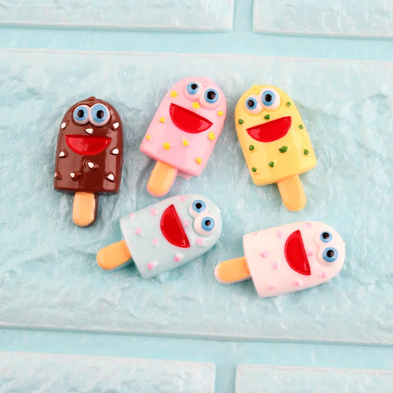 10 шт 17*33 мм DIY Смола Мороженое леденец эскимо подвески кабошон орнамент ремесло