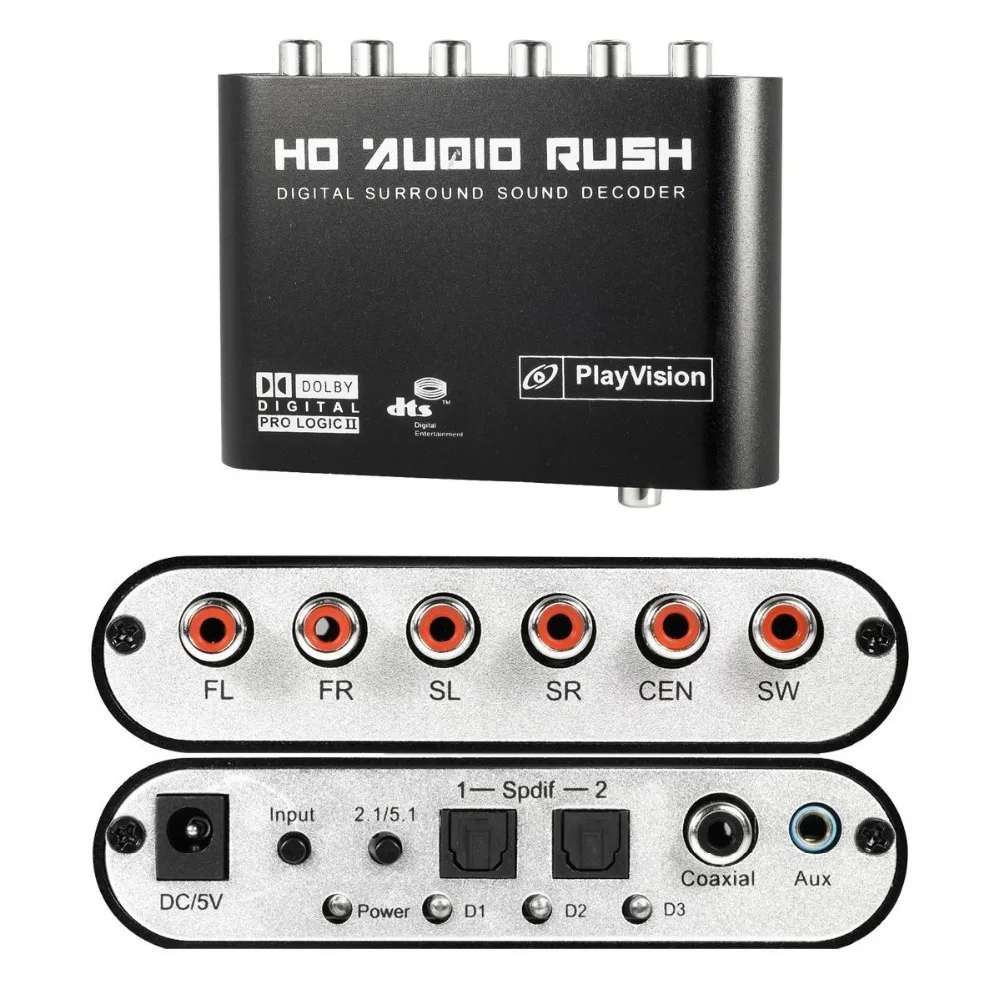 DTS AC3 5 1 CH SPDIF коаксиальный цифровой аудио DTS/AC 3 аналоговый декодер конвертер RCA