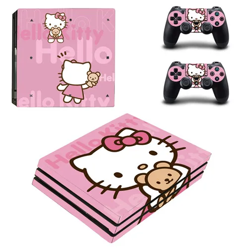 YSP4P-1152 Hello kitty Cat PS4 Pro наклейка для кожи виниловая наклейка для консоли Playstation 4 и 2 контроллера PS4 Pro наклейка для кожи - Цвет: YSP4P-1152