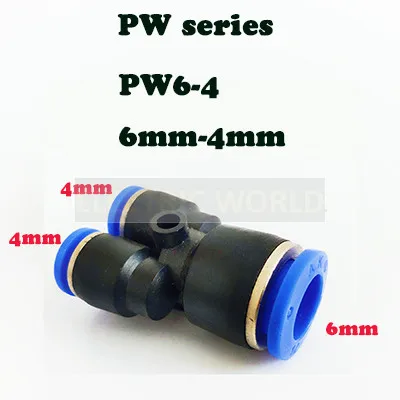 PW6-4 "Y" Пневматический соединитель фитинг тройник Union Push In фитинг для пневматической трубы соединения OD 4 6 8 10 12 14 16 мм пневматические фитинги PY PW - Цвет: PW6-4