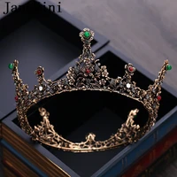 janevini vintage baroque wedding crowns round crystal bridal crown tiaras bride black handmade rhinestones headpieces hairwear