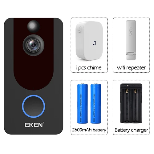 EKEN V7 Option6 Eken V7 1080P смарт WiFi видео дверной звонок камера визуальный домофон с колокольчиком IP дверной звонок беспроводная домашняя камера безопасности - Цвет: EKEN V7 Option6
