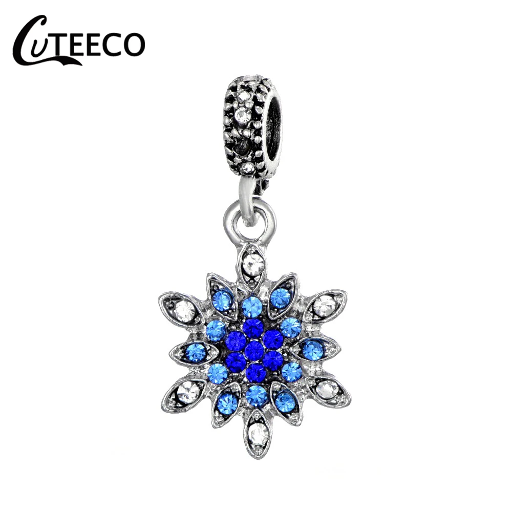 CUTEECO Новая мода Снежинка Подвеска Шарм бусы подходит бренд браслет и ожерелье