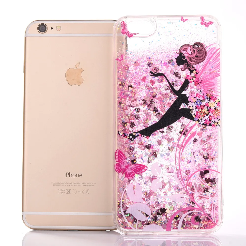 Clear Hard Phone Shell For iPhone8 Plus Case Cartoon Fairy Floral Capinha iPhone 7 8 6S 6 X Accesorios Quicksand Cover |