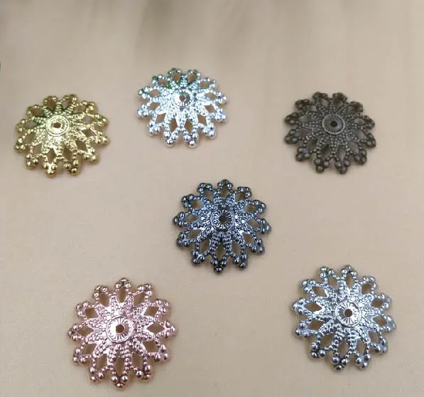 16 мм Филигрань Цветок амулеты Конец Бусины соединители Винтаж бу Яо застежки для