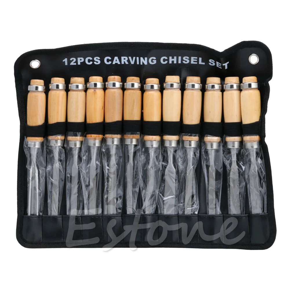 

12pcs/set Wood Carving Hand Chisel Set Flower Woodworking Professional Lathe Gouges Tools Knife