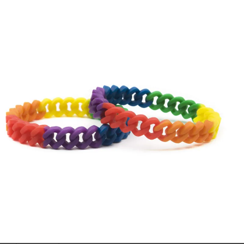 100 шт./лот браслет для геев ЛГБТ радужной расцветки специальный силиконовый
