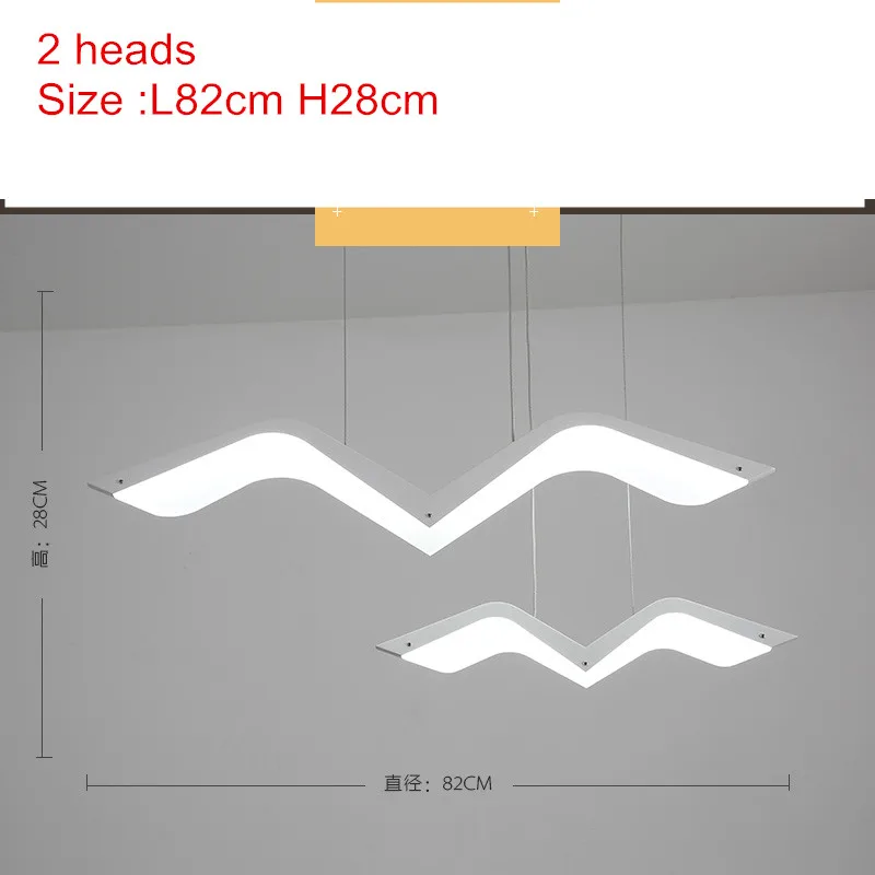 Современный декор DIY Led люстра светильник ing белая Чайка Led люстры подвесной светильник для столовой кухонный светильник - Цвет абажура: 2 heads