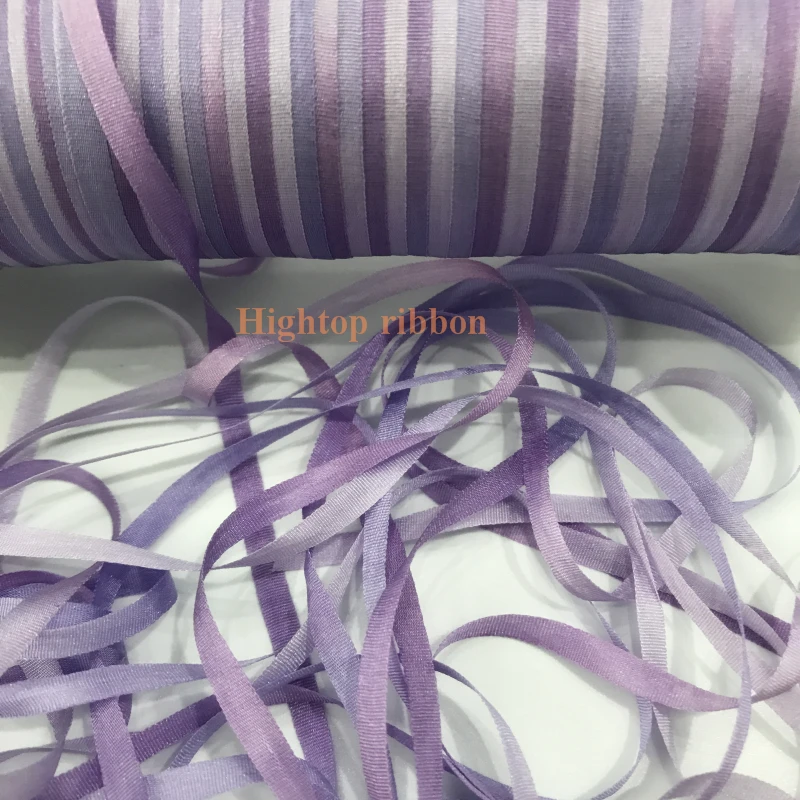 

4mm light purple variegated color 100% pure silk woven double face silk ribbons for embroidery handcraft project,gift packing