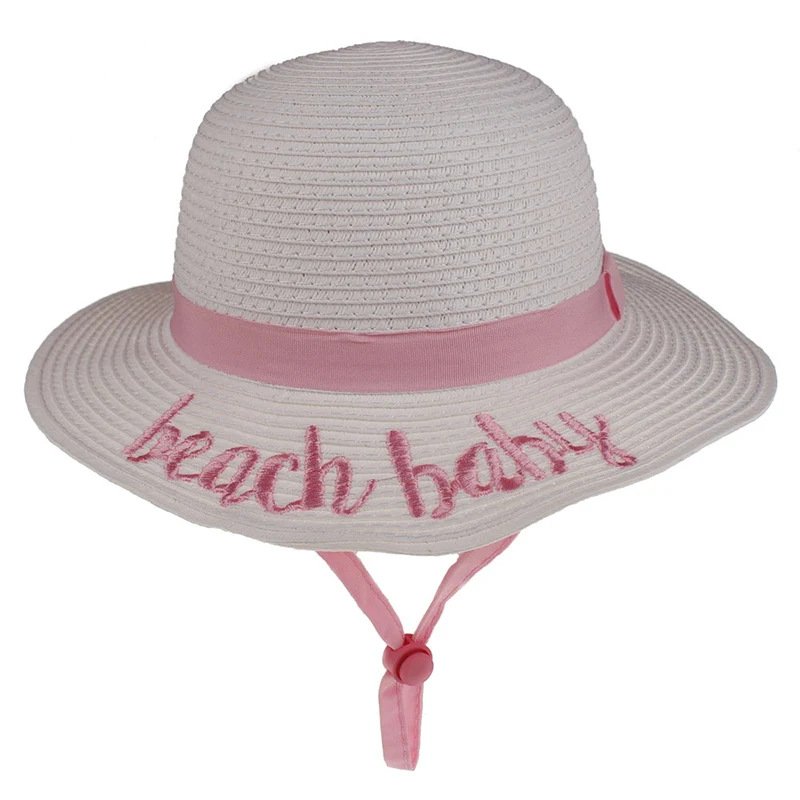 w-beach baby Новые летние детские простые элегантные соломенные шляпы детские для девочки пляжные шляпы Детская шляпа от солнца для девочки - Цвет: w-beach baby