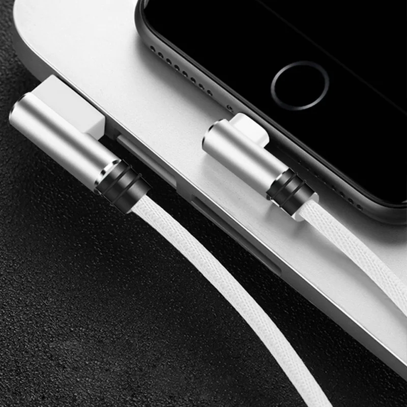 90 градусов Micro USB кабель для передачи данных провод быстрой зарядки для Xiaomi huawei samsung кабель для мобильного телефона MicroUSB шнур для зарядки - Цвет: White
