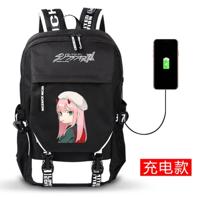 7 DitF DARLING в FRANXX аниме печати рюкзак ICHIGO Мику ZERO два Cos для женщин Backapck USB школьные ранцы для подростков обувь девочек - Цвет: 7