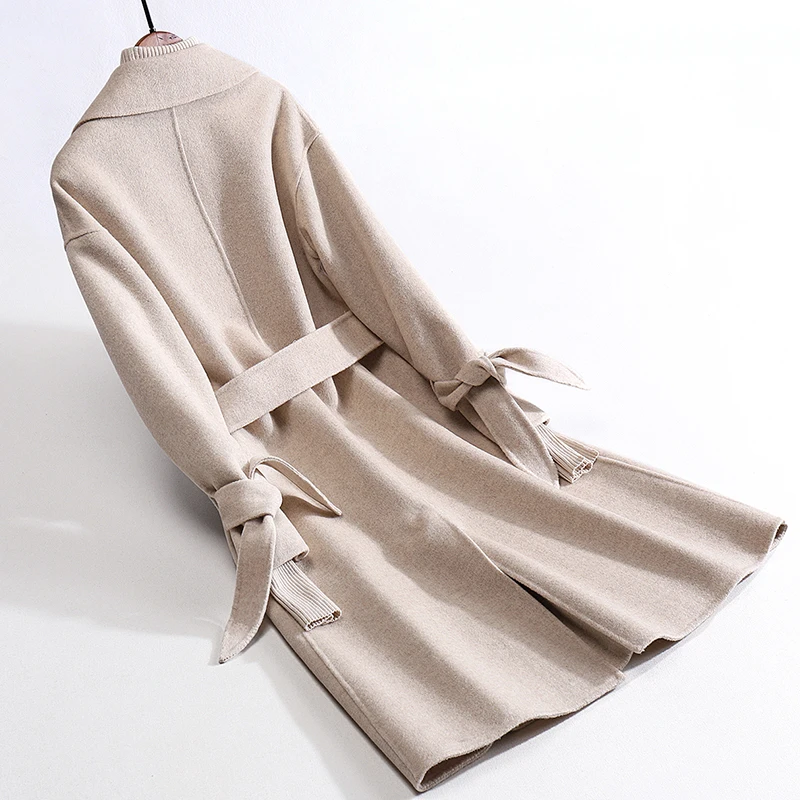 2019 Новое анти-сезонное двустороннее шерстяное пальто женское длинное выше