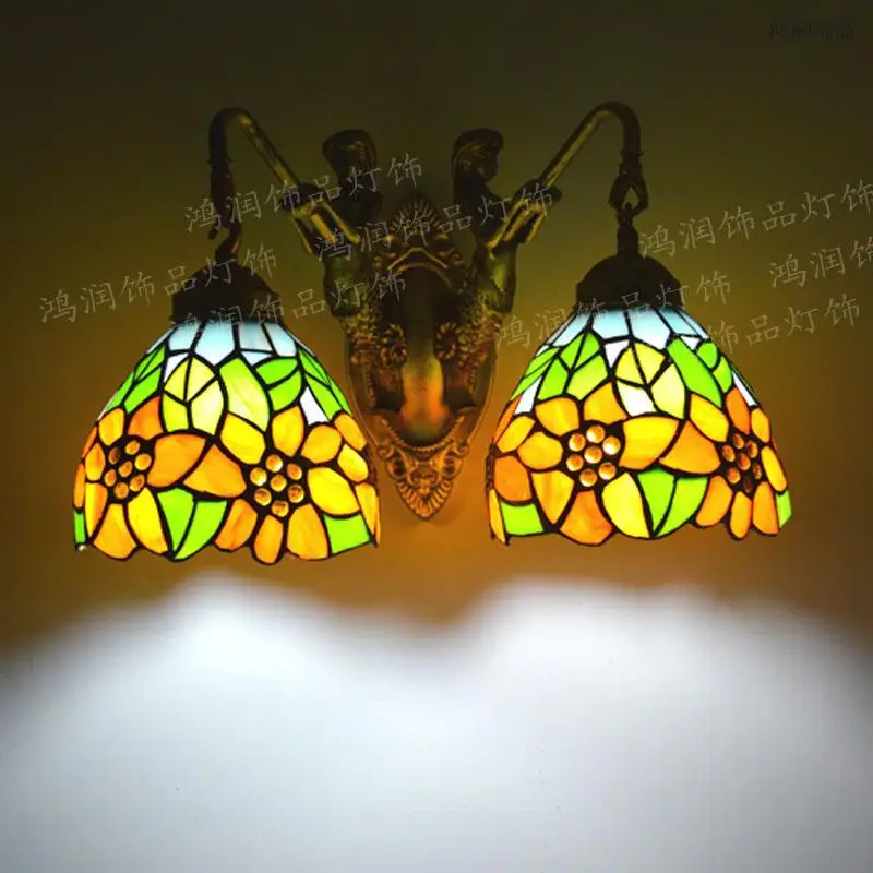 Настенный светильник Tiffany Подсолнух Сельский витраж настенные бра русалки для