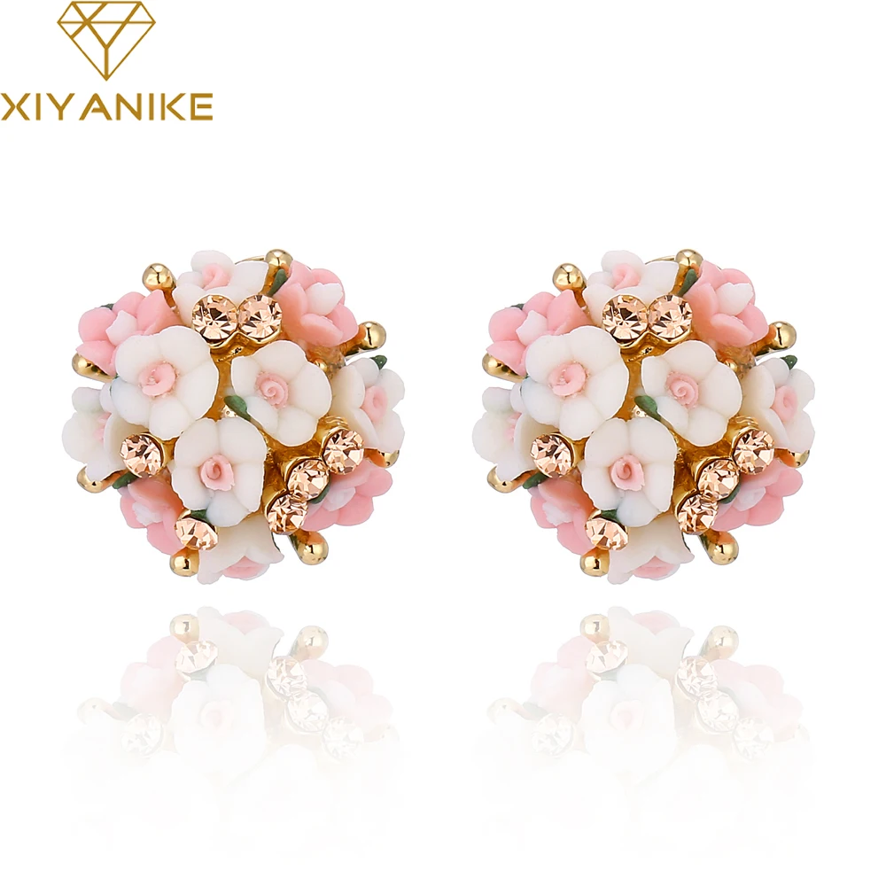 Женские серьги гвоздики с кристаллами Boucle d'oreille 2016 модные в виде цветов