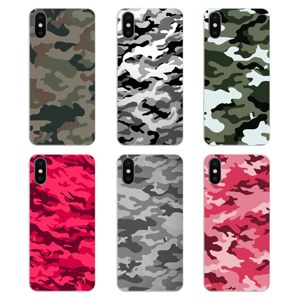 Colorful Army Camo Camouflage Skin pop art Silicone Phone Shell Cover For Apple iPhone 4 4S 5 5S 5C SE 6 6S 7 8 X XR XS Plus MAX |