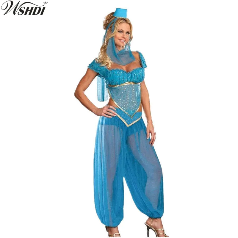 4 шт. Женский костюм для косплея живота|princess jasmine costume|jasmine costumearab costume |