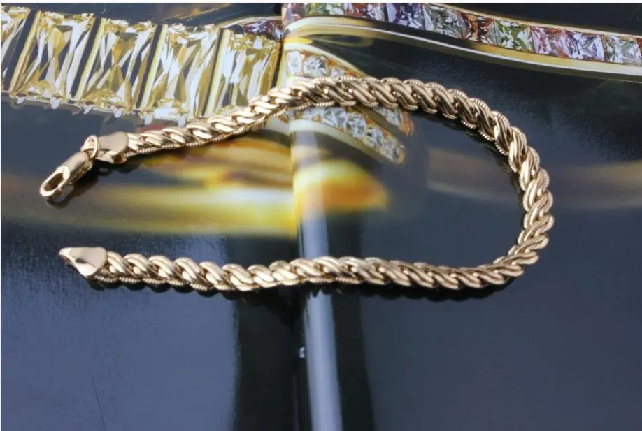 Ювелирные Изделия Браслет 5 мм 22 СМ 18 К Желтого Золота Заполнены В12 Золотой