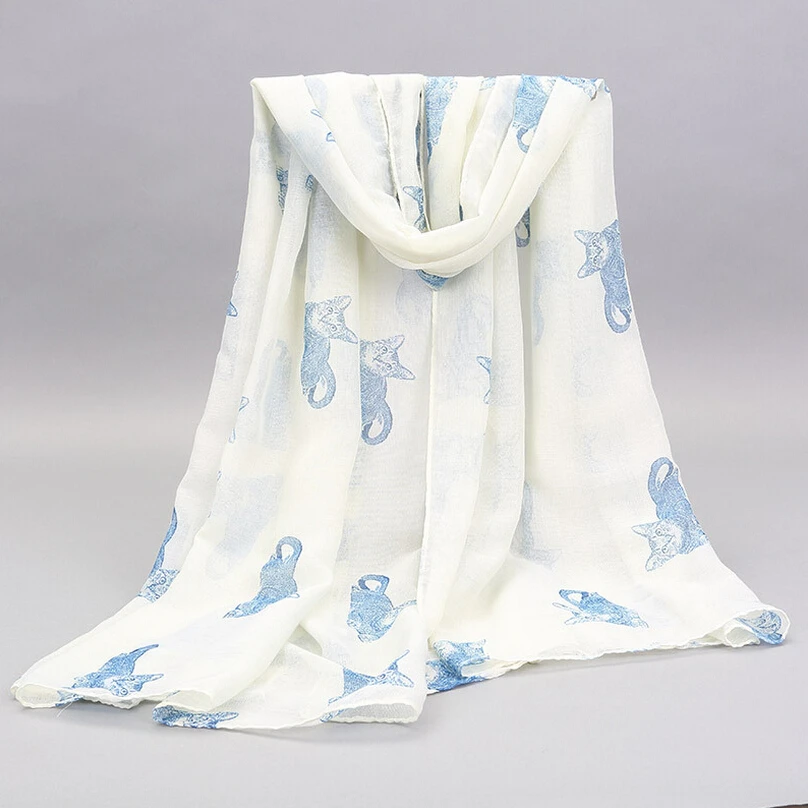 Women Kitten Print Shawl Scarf Cat Lady Wholesale Available 90*180 cm 6 Colors | Аксессуары для одежды