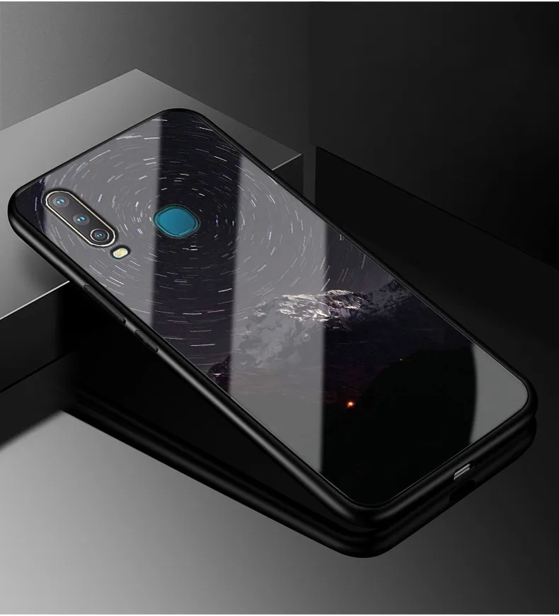 ДЛЯ VIVO Y17 чехол PC Пластиковый стеклянный чехол для телефона черный ТПУ бампер чехол для Vivo Y17 Y 17 Y15 Vivo 1902 Y12 Y3 Y 12 чехол