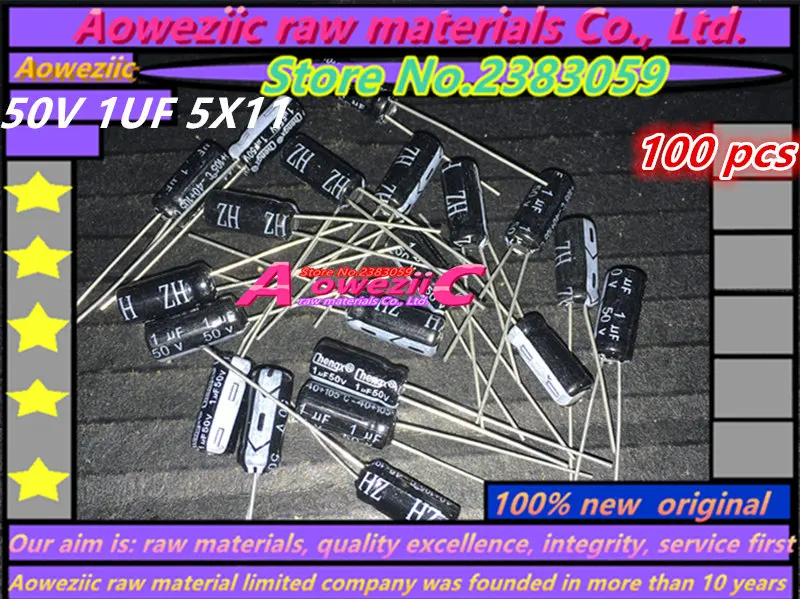 Aoweziic 100 шт. 50 мкФ 5*11 высокочастотный низкоустойчивый электролитический